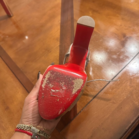 Christian Louboutin Silver and Red Heels - Picture 11 of 15